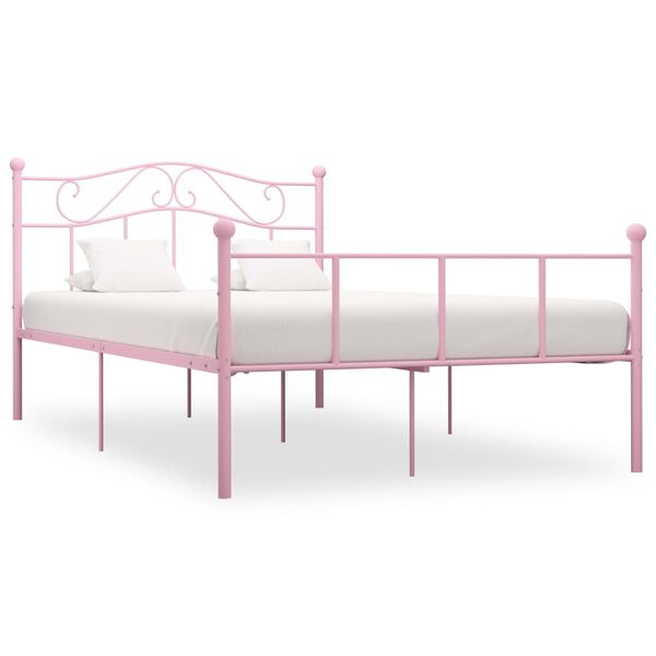 vidaXL Estrutura de cama 140x200 cm metal rosa
