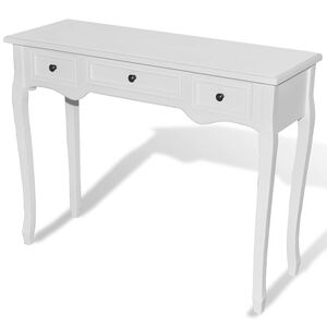 vidaXL Toucador/mesa consola com tr&ecirc;s gavetas branco