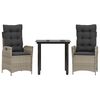 vidaXL 3 pcs conjunto de jantar p/ jardim c/ almofad&otilde;es cinzento claro