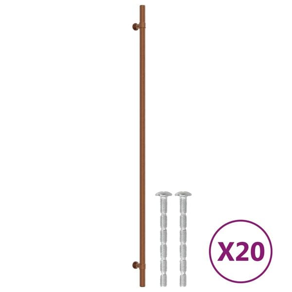 vidaXL Puxadores para m&oacute;veis 20 pcs 480 mm a&ccedil;o inoxid&aacute;vel bronze