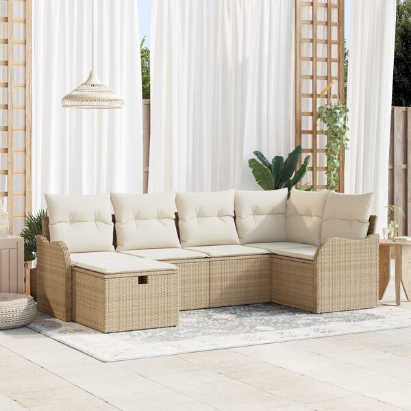 vidaXL Conjunto de Sofá de Jardim 6 pcs Bege Rattan Sintético