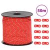 vidaXL Corda para tenda com tiras refletoras e esticadores 50 m 4 mm