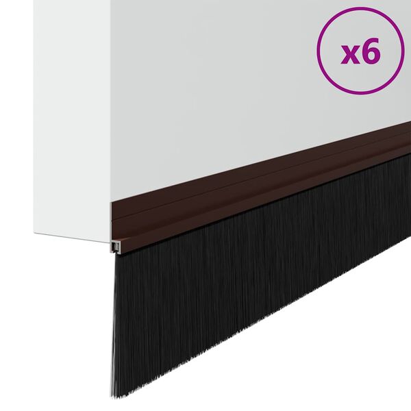 vidaXL Selos de Escovas para Porta Auto-adesivos 6 pcs Castanho 100 cm
