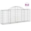 vidaXL Cestos gabi&atilde;o arqueados 12pcs 200x30x80/100cm ferro galvanizado