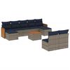 vidaXL Conjunto de sof&aacute; de jardim com 10 pe&ccedil;as e almofadas em rattan sint&eacute;tico cinza