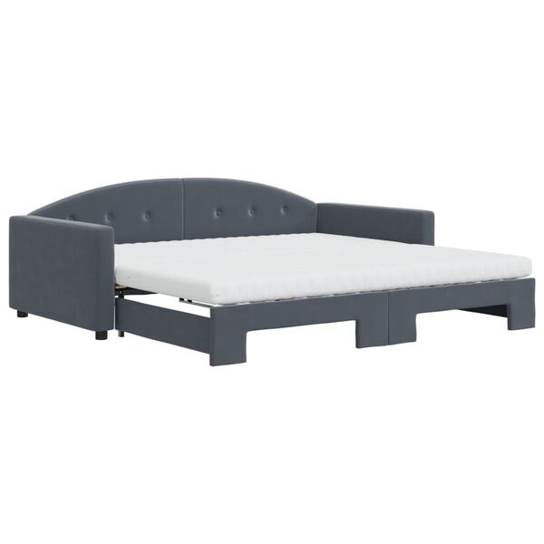 vidaXL Sofá-cama c/ gavetão/colchões 100x200 cm veludo cinzento-escuro