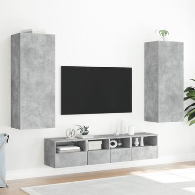 vidaXL 5 pcs móveis de parede p/ TV derivados de madeira cinza cimento