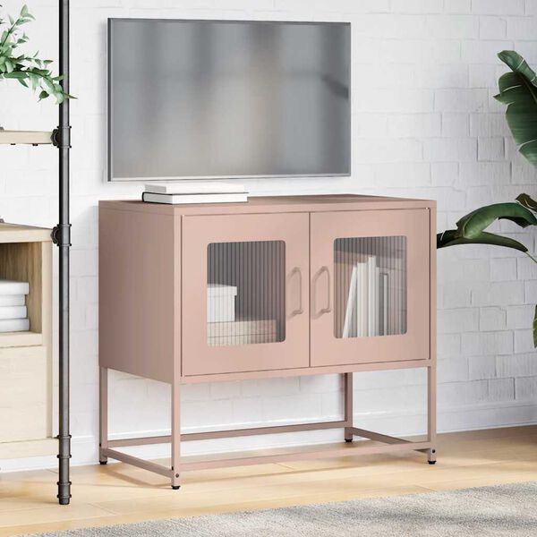 vidaXL Móvel de TV 68x39x60,5 cm aço laminado a frio rosa