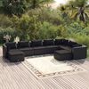 vidaXL 9 pcs conjunto lounge de jardim c/ almofadões vime PE preto