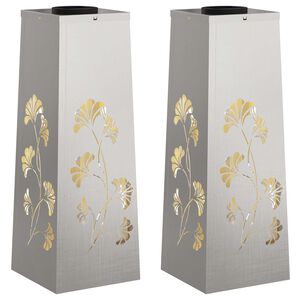 vidaXL Luz Solar LED de Caminho 2 unid. Branco quente 18 x 18 x 50 cm