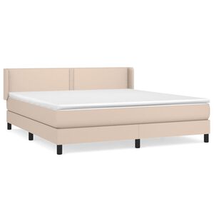 vidaXL Cama com molas/colch&atilde;o 180x200 cm couro artificial cappuccino