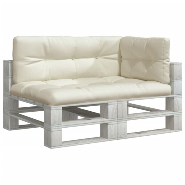 vidaXL Almofad&otilde;es de paletes 3 pcs tecido creme