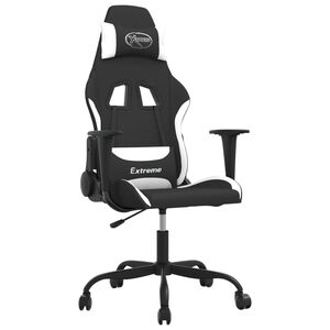 vidaXL Cadeira de gaming tecido preto e branco