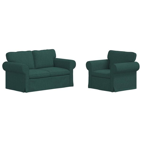 vidaXL Sof&aacute; 120cm 2 pcs Verde Escuro Metal