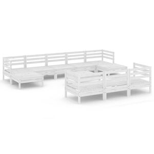 vidaXL 11 pcs conjunto lounge de jardim pinho maci&ccedil;o branco
