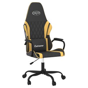 vidaXL Cadeira gaming massagens couro artificial preto e dourado