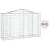 vidaXL Cestos gabi&atilde;o arqueados 15pcs 200x50x120/140 ferro galvanizado