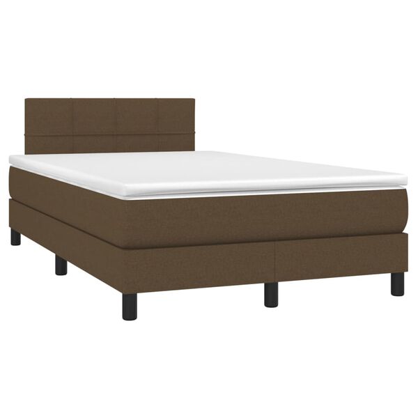 vidaXL Cama box spring c/ colch&atilde;o/LED 120x200cm tecido castanho-escuro