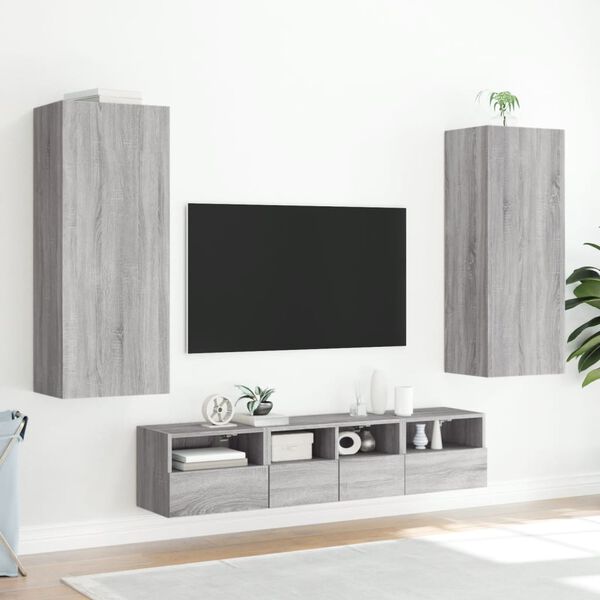vidaXL M&oacute;vel parede TV 40,5x30x102cm derivados de madeira cinza sonoma