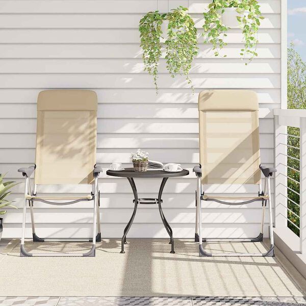 vidaXL Cadeiras de campismo dobr&aacute;veis 2 pcs alum&iacute;nio creme