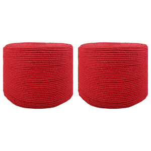 vidaXL Cord&atilde;o de Algod&atilde;o 2 unid. 2 mm 100 m Vermelho 100% Algod&atilde;o