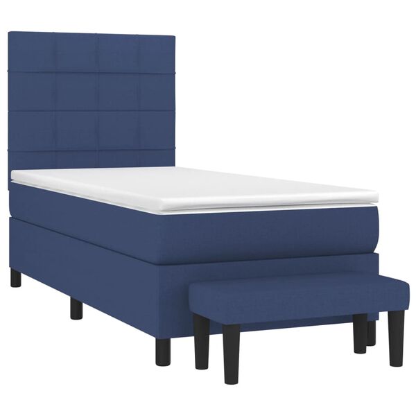vidaXL Cama com molas/colch&atilde;o 90x200 cm tecido azul