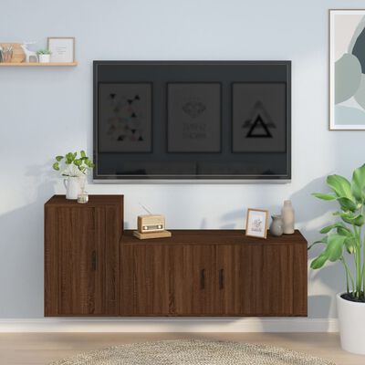 vidaXL Conjunto móveis de TV 2pcs madeira processada carvalho castanho