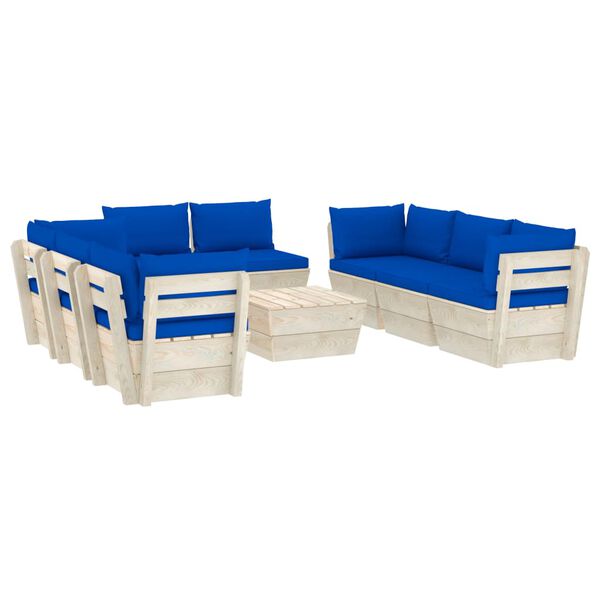 vidaXL 9 pcs conjunto lounge de paletes + almofad&otilde;es madeira de abeto