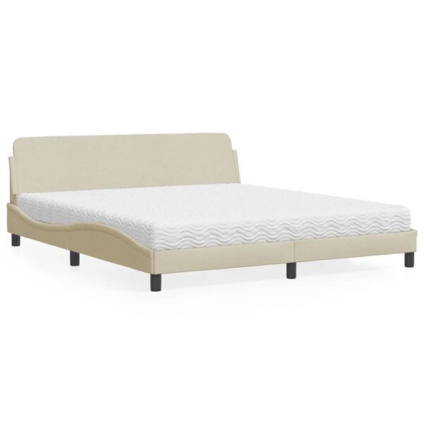 vidaXL Cama com colch&atilde;o Dover 180x200 cm tecido cor creme