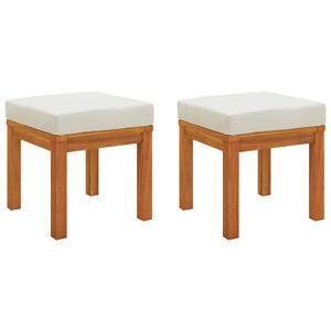 vidaXL Bancos de jardim c/ almofad&otilde;es 2 pcs 40x40x42 ac&aacute;cia maci&ccedil;a