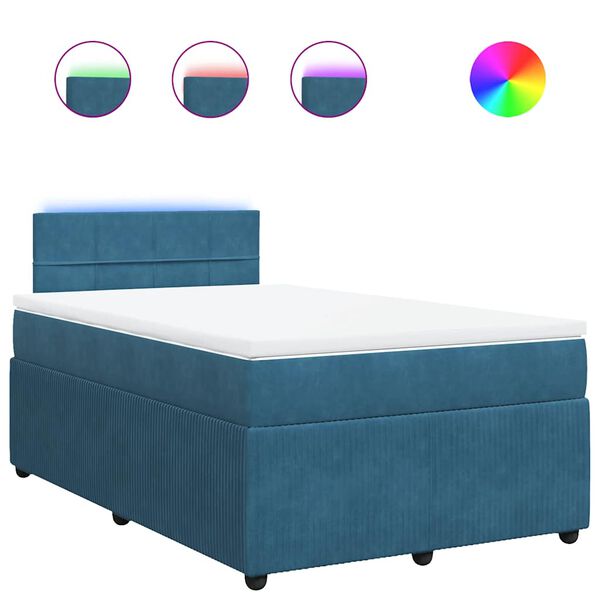 vidaXL Cama boxspring com colch&atilde;o 120x190 cm veludo azul