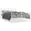 vidaXL Estrutura de cama com cabeceira e p&eacute;s 135x190 cm metal branco