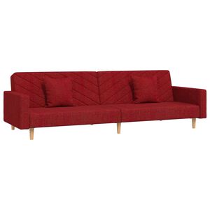 vidaXL Sof&aacute;-cama 2 lugares com duas almofadas tecido vermelho tinto
