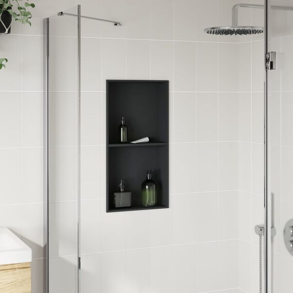 vidaXL Nicho parede p/ duche 32x62x9 cm aço inoxidável preto mate
