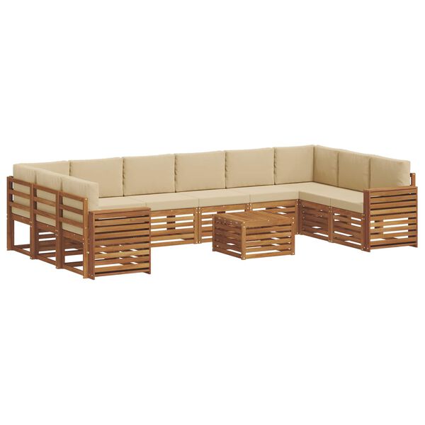 vidaXL Conjunto de Sof&aacute; Sectional com almofada 11 pcs Natural e Bege