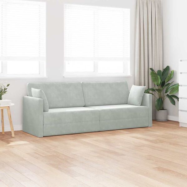 vidaXL Sofá-cama de chão Cinzento-claro 213 x 70 x 77 cm Veludo