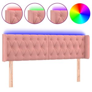 vidaXL Cabeceira de cama c/ luzes LED veludo 163x16x78/88 cm rosa