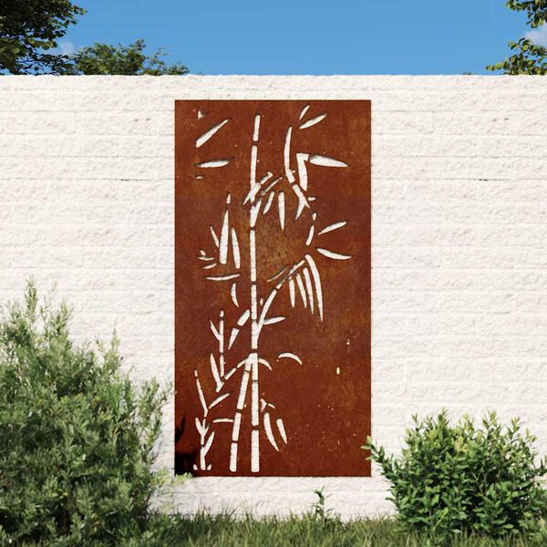 vidaXL Decora&ccedil;&atilde;o p/ muro de jardim 105x55 cm a&ccedil;o corten design bambu
