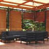 vidaXL 9 pcs conjunto lounge jardim c/ almofad&otilde;es pinho maci&ccedil;o preto