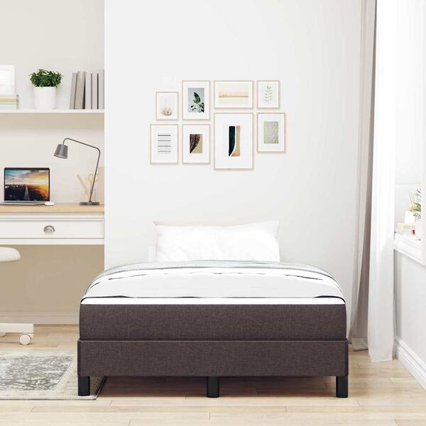 vidaXL Cama Box com colch&atilde;o Marrom Escuro 120 x 190 cm tecido