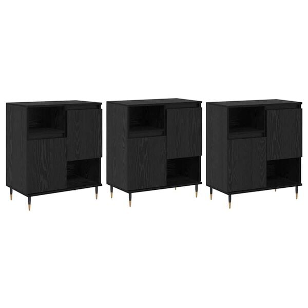 vidaXL Aparadores 3 pcs Carvalho preto 180 x 35 x 70 cm