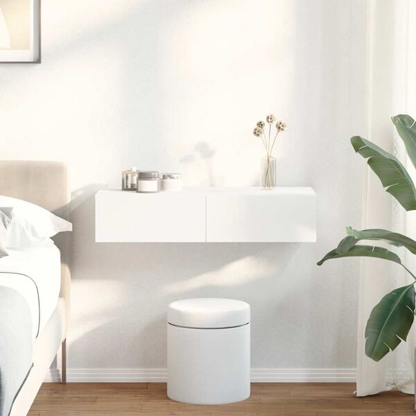 vidaXL Prateleira parede c/ gavetas 80x33x17 cm deriv. madeira branco