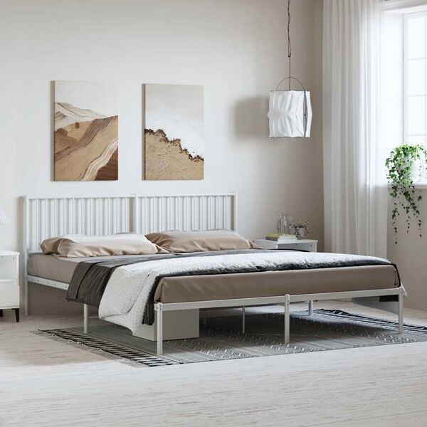 vidaXL Estrutura de cama com cabeceira 183x213 cm metal branco