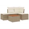 vidaXL 5 pcs conjunto de sof&aacute;s p/ jardim com almofad&otilde;es vime PE bege