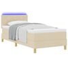 vidaXL Cama Box Spring LED com almofada Creme 100 x 200 cm tecido