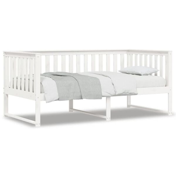 vidaXL Cama dia sem colch&atilde;o branco 100x200 cm pinho de madeira maci&ccedil;a