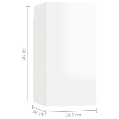 vidaXL Móveis de TV 7 pcs 30,5x30x60 cm contraplacado branco brilhante