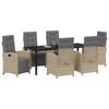 vidaXL Conjunto de Jantar para Jardim com almofada 7 pcs Bege vime PE