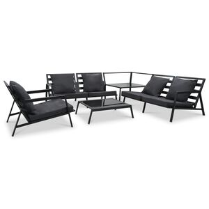 vidaXL 5 pcs conjunto lounge jardim + almofad&otilde;es alum&iacute;nio cinza-escuro