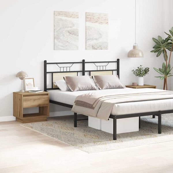 vidaXL Criado-mudo com gaveta 2 pcs Carvalho Artesanal 45 x 34 x 44 cm